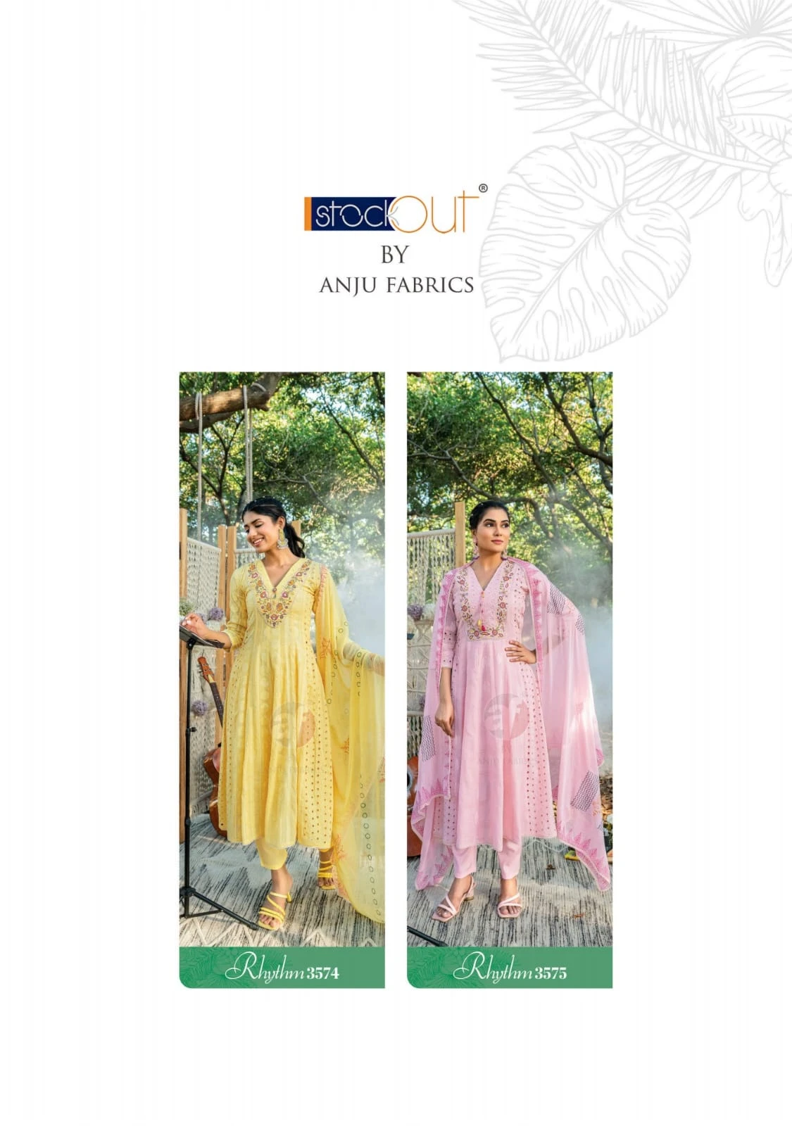 Anju Fabrics Rhythm Cotton Schiffli Wholesale Readymade Salwar Suit Catalog — Wholesale Salwar Suits, Anju fabric wholesale from Surat — view 6